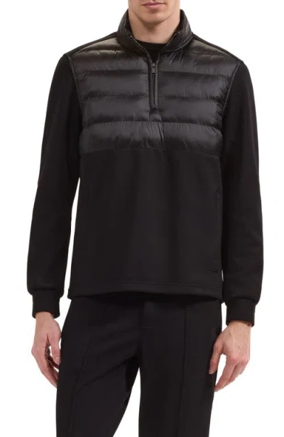 Bugatchi Soft Touch Quilted Quarter Zip Pullover In Black