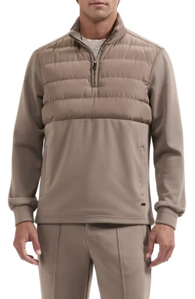 Bugatchi Soft Touch Quilted Quarter Zip Pullover In Gray