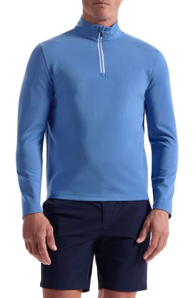 Bugatchi Solid Quarter Zip Pullover In Blue