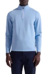 Bugatchi Solid Quarter Zip Pullover In Blue
