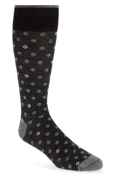 Bugatchi Space Dye Dot Cotton Blend Dress Socks In Black