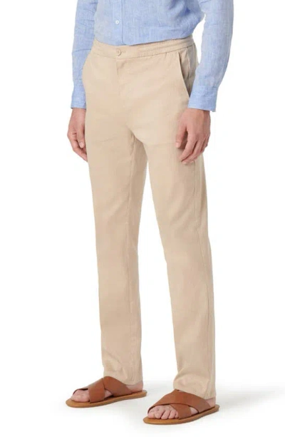 Bugatchi Men's Linen & Cotton Elasticized Straight-leg Pants In Beige