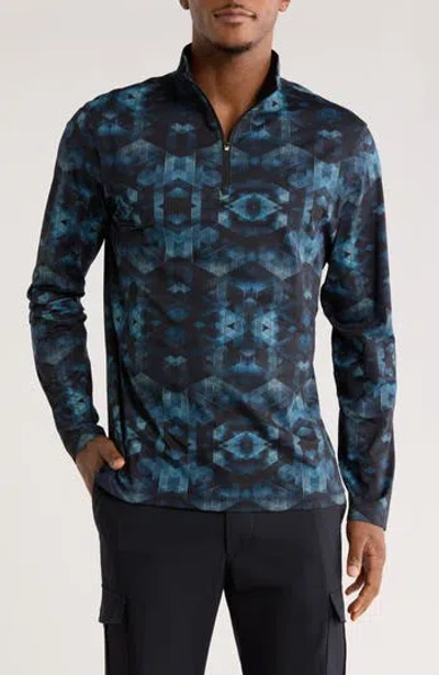 Bugatchi Stretch Cotton Quarter Zip Pullover In Blue