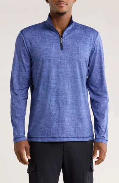 Bugatchi Stretch Cotton Quarter Zip Pullover In Blue