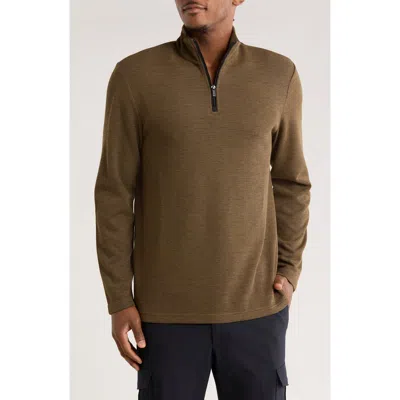 Bugatchi Stretch Cotton Quarter Zip Pullover In Brown