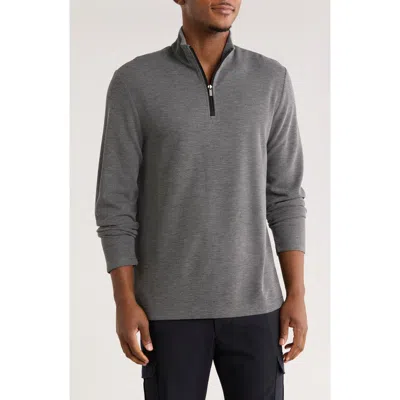 Bugatchi Stretch Cotton Quarter Zip Pullover In Gray