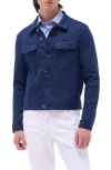 Bugatchi Stretch Linen & Cotton Trucker Jacket In Navy