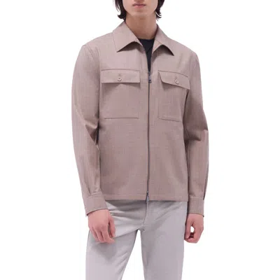 Bugatchi Stretch Wool Zip Shirt Jacket In Nude