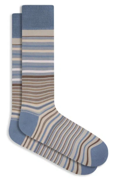 Bugatchi Stripe Cotton Blend Dress Socks In Blue
