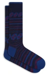 Bugatchi Stripe Geo Pattern Cotton Blend Dress Socks In Multi