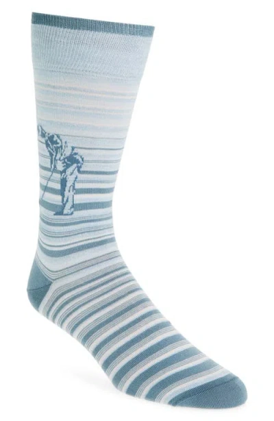 Bugatchi Stripe Golf Print Mercerized Cotton Blend Dress Socks In Multi