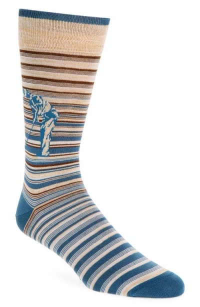 Bugatchi Stripe Golf Print Mercerized Cotton Blend Dress Socks In Multi