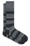 Bugatchi Stripe Mercerized Cotton Blend Dress Socks In Black