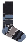 Bugatchi Stripe Mercerized Cotton Blend Dress Socks In Black
