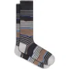 Bugatchi Stripe Mercerized Cotton Blend Dress Socks In Black