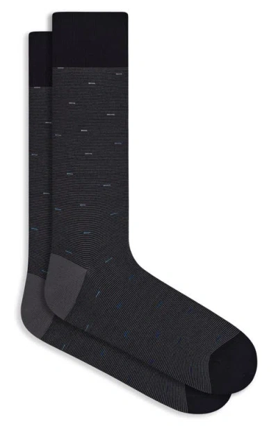 Bugatchi Stripe Mercerized Cotton Blend Dress Socks In Black