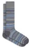 Bugatchi Stripe Mercerized Cotton Blend Dress Socks In Blue