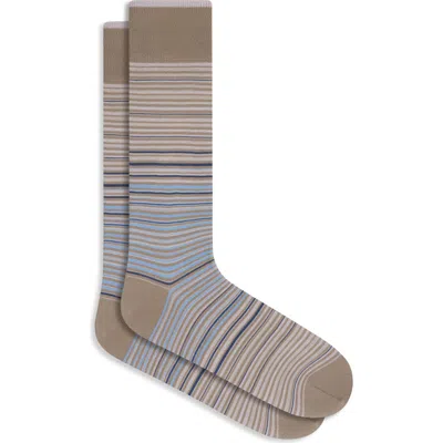 Bugatchi Stripe Mercerized Cotton Blend Dress Socks In Green