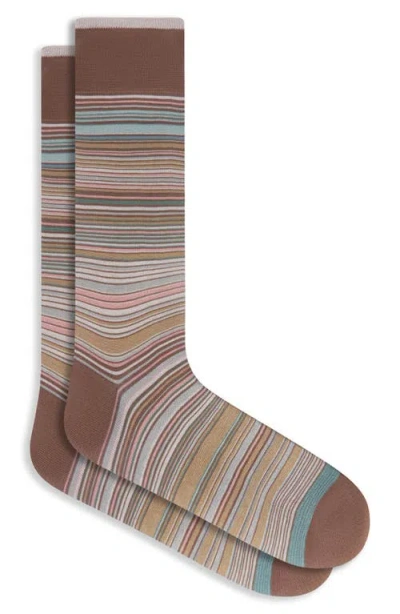 Bugatchi Stripe Mercerized Cotton Blend Dress Socks In Multi