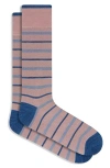 Bugatchi Stripe Mercerized Cotton Blend Dress Socks In Gray