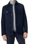 Bugatchi Suede Shirt Jacket In Blue