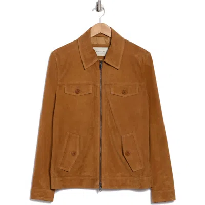 Bugatchi Suede Trucker Jacket In Brown