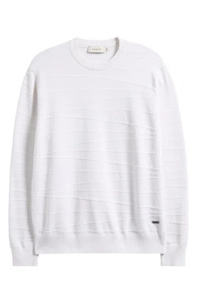 Bugatchi Textured Cotton & Silk Crewneck Sweater In White