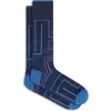 Bugatchi Textured Geo Pattern Mercerized Cotton Blend Dress Socks In Blue