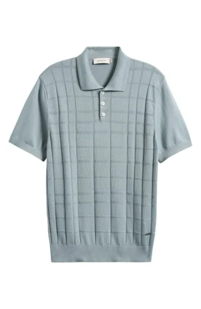 Bugatchi Textured Grid Polo Sweater In Blue