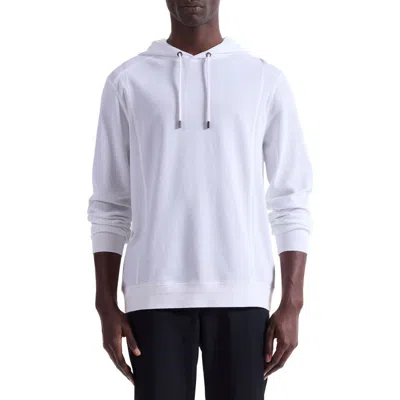 Bugatchi Textured Piqué Hoodie In White