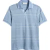 Bugatchi Textured Stripe Johnny Collar Polo In Blue