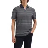 Bugatchi Textured Stripe Johnny Collar Polo In Blue