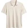 Bugatchi Textured Stripe Johnny Collar Polo In Neutral