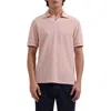 Bugatchi Textured Stripe Johnny Collar Polo In Pink
