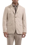 Bugatchi Three Button Blazer With Quilted Bib In Neutral