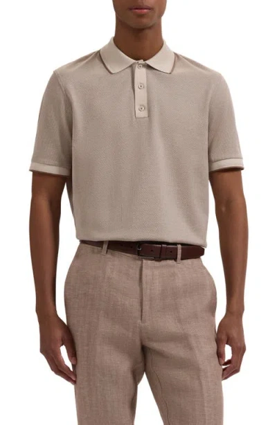 Bugatchi Three Button Cotton Polo In Brown