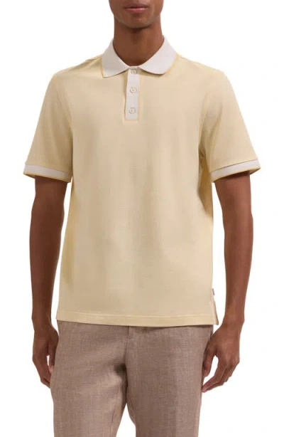 Bugatchi Three Button Cotton Polo In Yellow