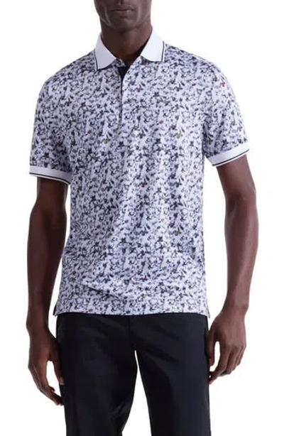 Bugatchi Three-button Performance Polo In Black