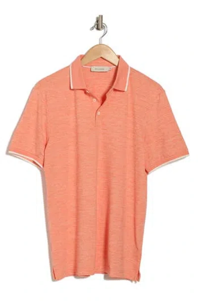 Bugatchi Tipped Collar Performance Knit Polo In Coral