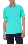 Bugatchi Tipped Contrast Collar Polo In Jade