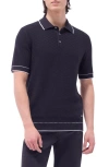 Bugatchi Tipped Contrast Collar Polo Sweater In Black