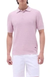 Bugatchi Tipped Contrast Collar Polo Sweater In Dusty Pink
