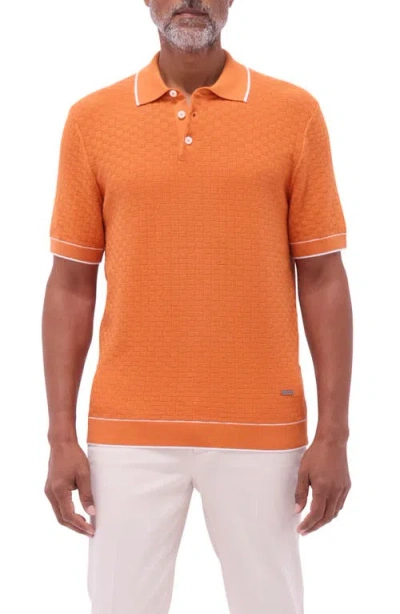Bugatchi Tipped Contrast Collar Polo Sweater In Jaffa