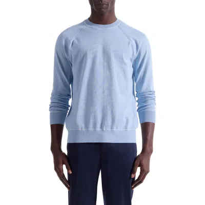 Bugatchi Tipped Cotton Blend Crewneck Sweater In Blue
