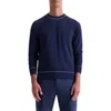 Bugatchi Tipped Cotton Blend Crewneck Sweater In Blue