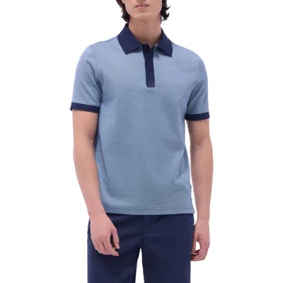 Bugatchi Tipped Cotton Piqué Polo In Blue