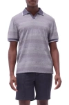 Bugatchi Tipped Johnny Collar Polo In Anthracite