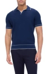 Bugatchi Tipped Johnny Collar Polo In Blue