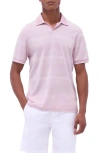 Bugatchi Tipped Johnny Collar Polo In Dusty Pink