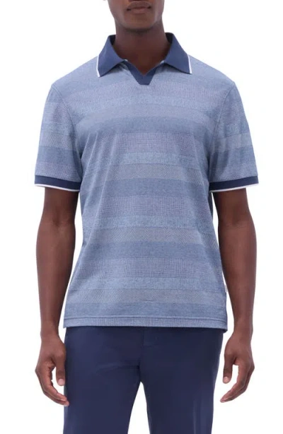 Bugatchi Tipped Johnny Collar Polo In Indigo